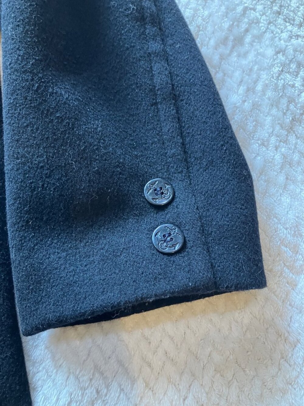 Vintage John Weitz Forstmann Wool Peacoat Mens 46 Black Double Breasted Nautical - Picture 6 of 15